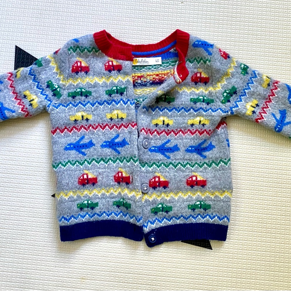 Baby Boden Vibrant Red and Blue Sweater
